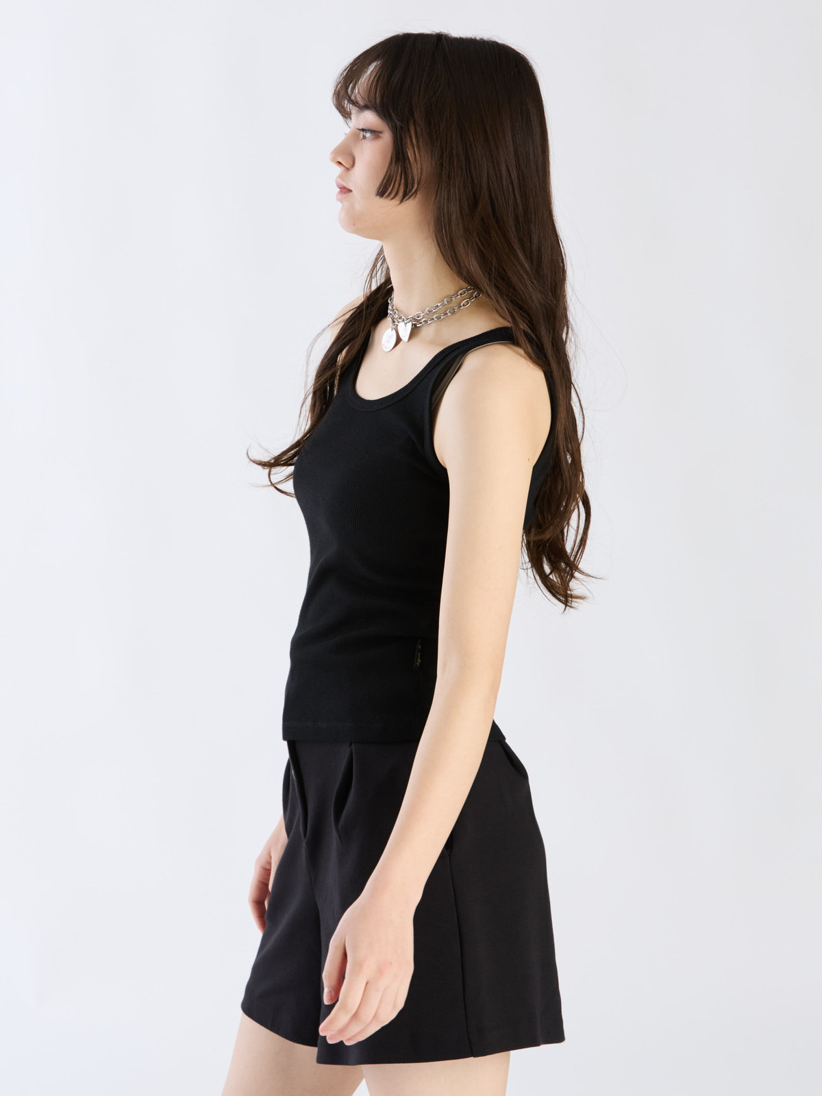 To b. by agnès b. リブ タンクトップ ブラック