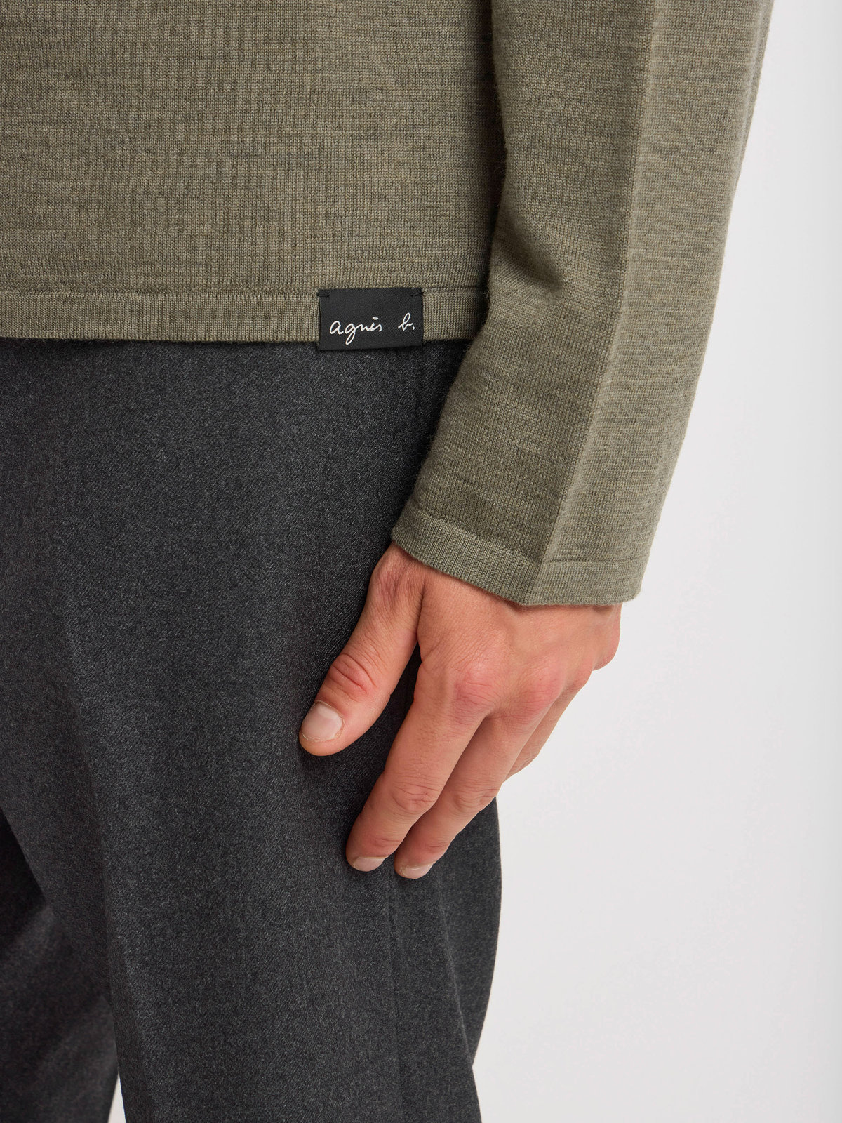 HOMME メンズ メンズ メリノウール 長袖 ニットプルオーバー ”Park” グリーン