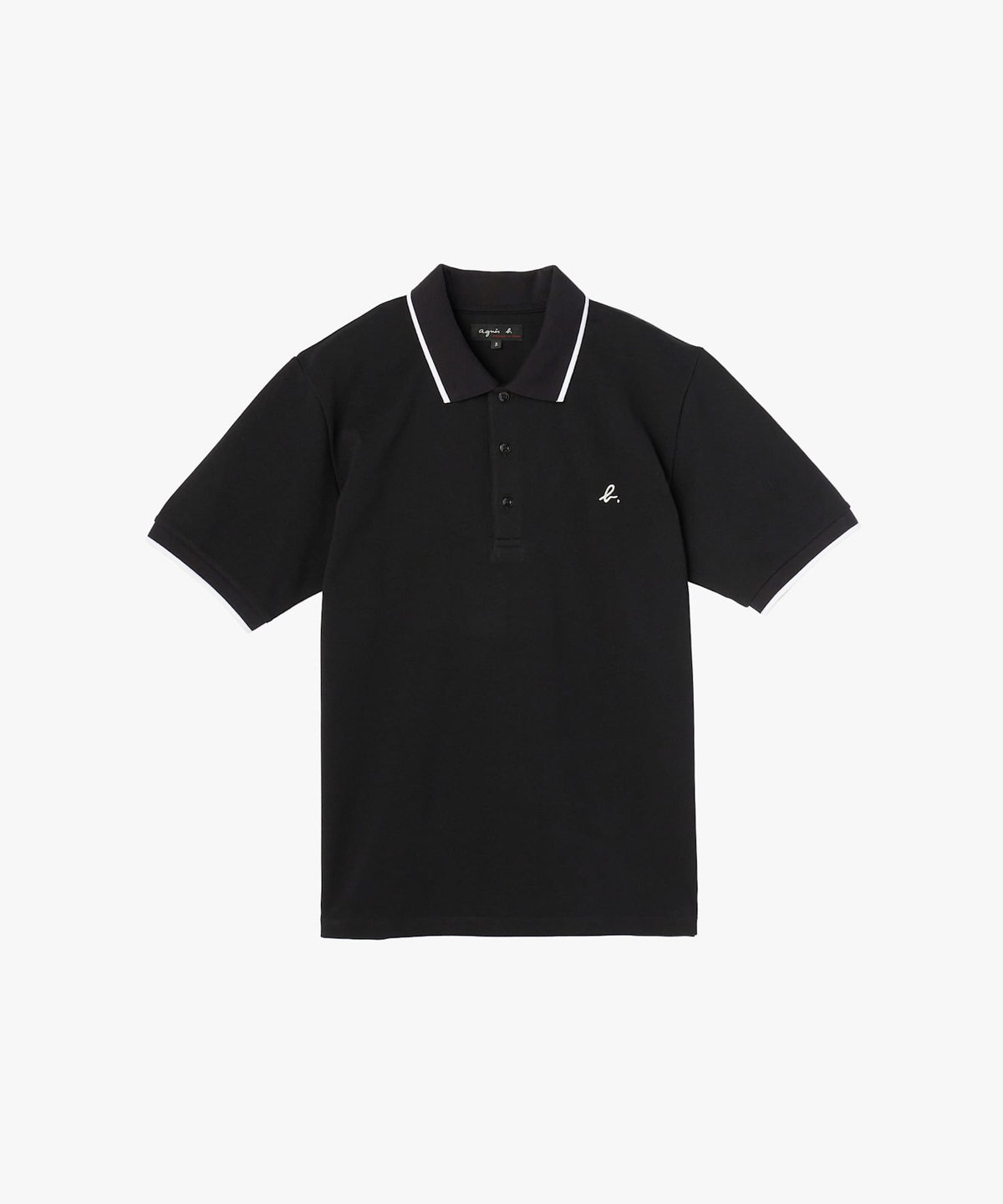 HOMME メンズ メンズ "b."ロゴ 刺繍 コットン 半袖 ポロシャツ "Brazilia" ブラック