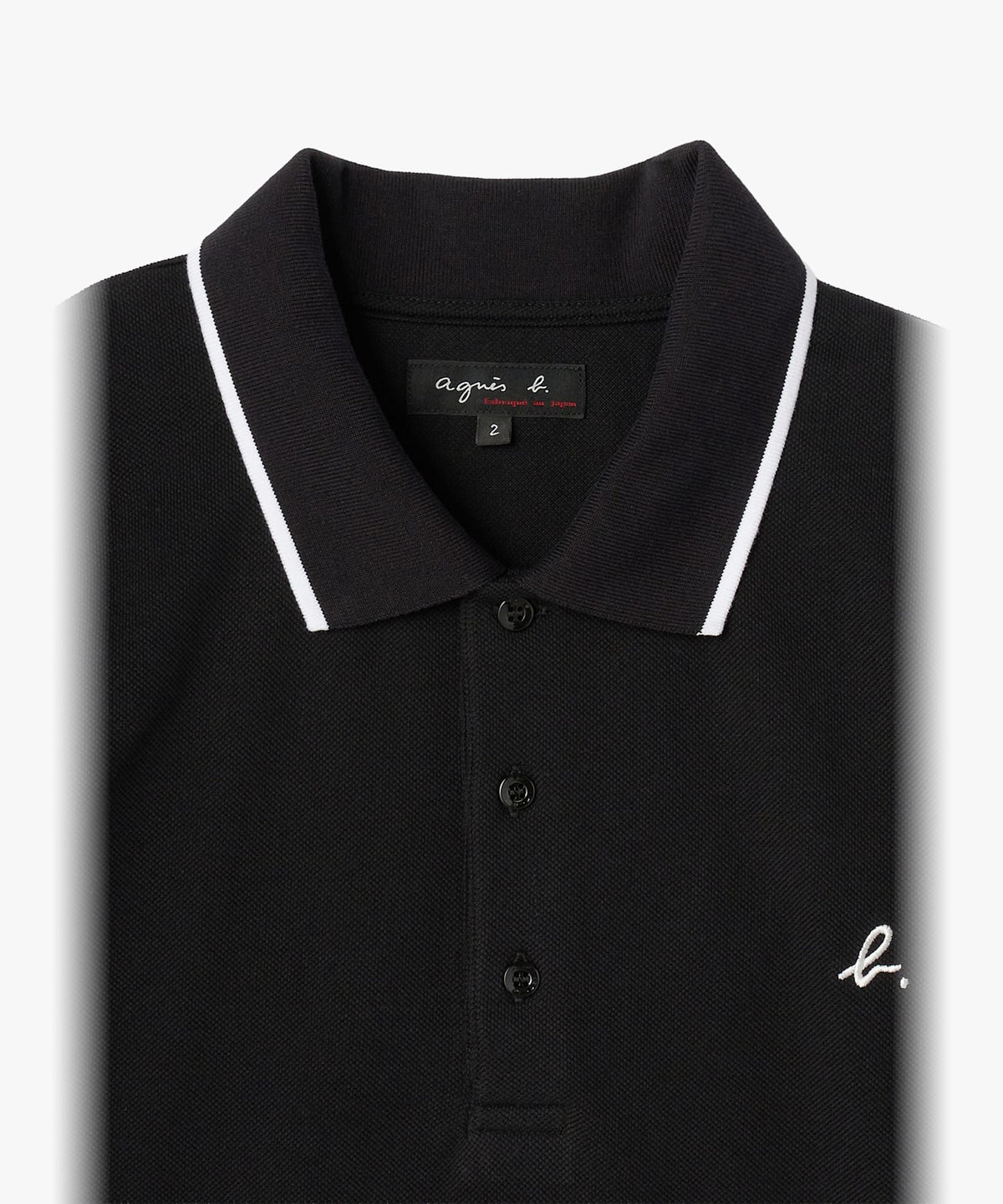 HOMME メンズ メンズ "b."ロゴ 刺繍 コットン 半袖 ポロシャツ "Brazilia" ブラック