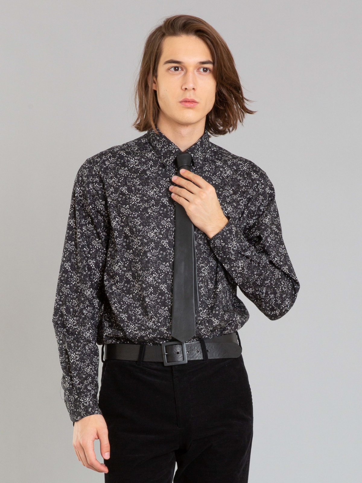 HOMME メンズ CU01 CRAVATE レザーネクタイ ブラック