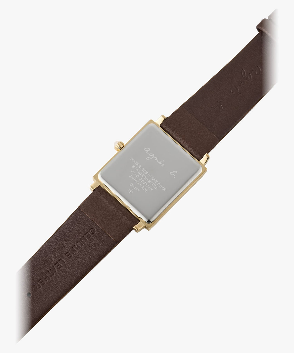 HOMME メンズ ブラウン レザー スクエア ウォッチ "Marcello" ダークブラウン