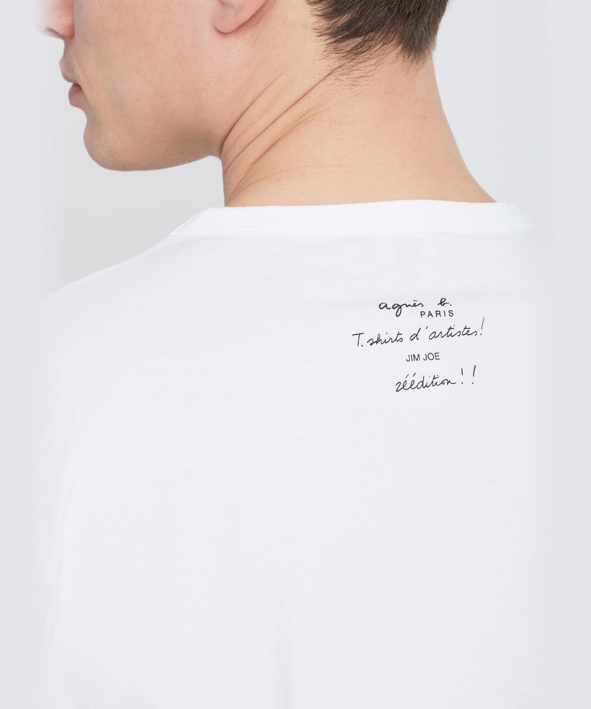 FEMME ウィメンズ オーガニックコットン プリント 半袖 アーティスト Tシャツ "JIM JOE" ホワイト