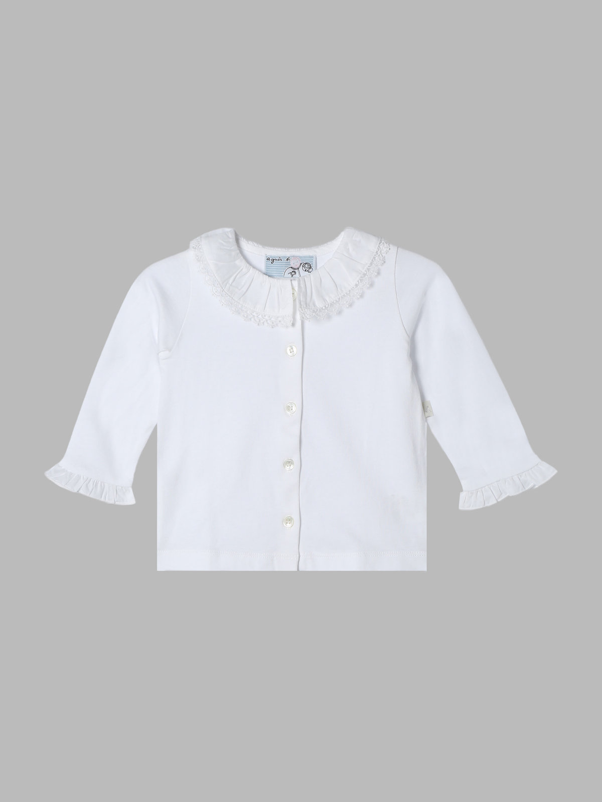 ENFANT ベビー ベビー コットン フリル レース ブラウス "Volant Dentelle" ホワイト