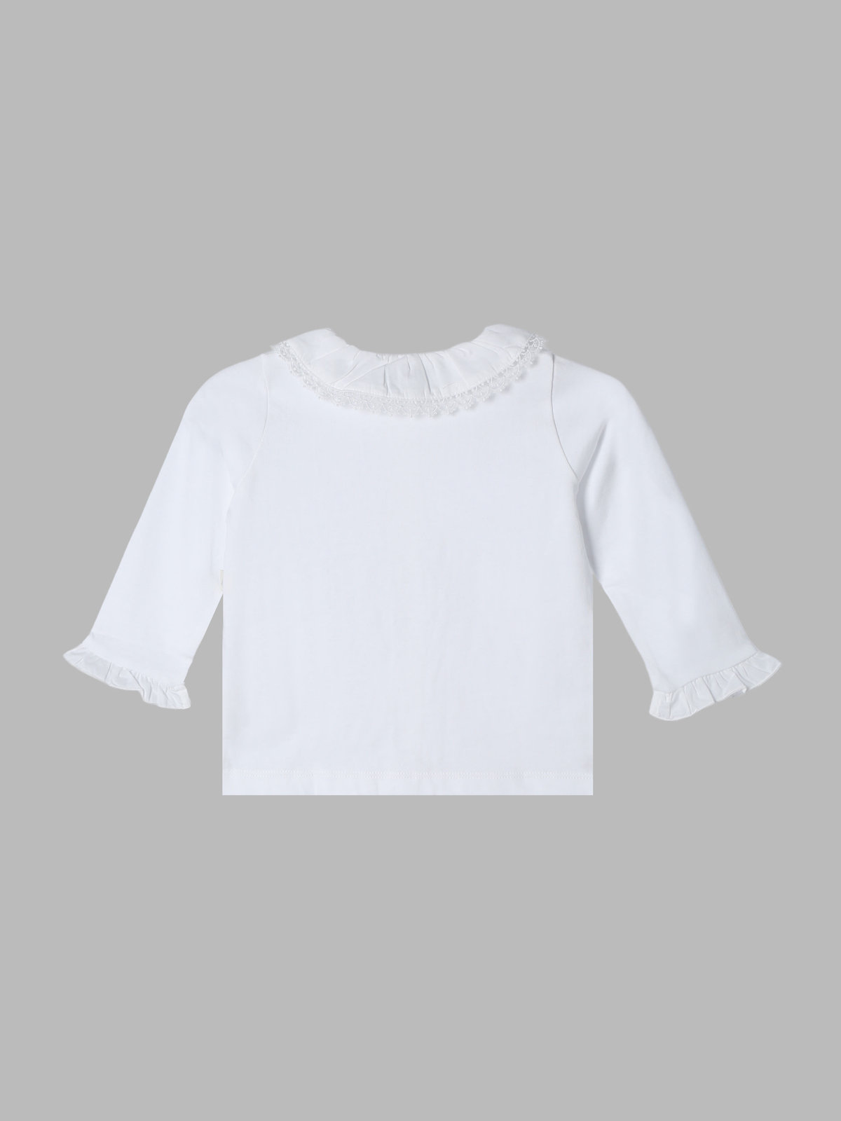 ENFANT ベビー ベビー コットン フリル レース ブラウス "Volant Dentelle" ホワイト