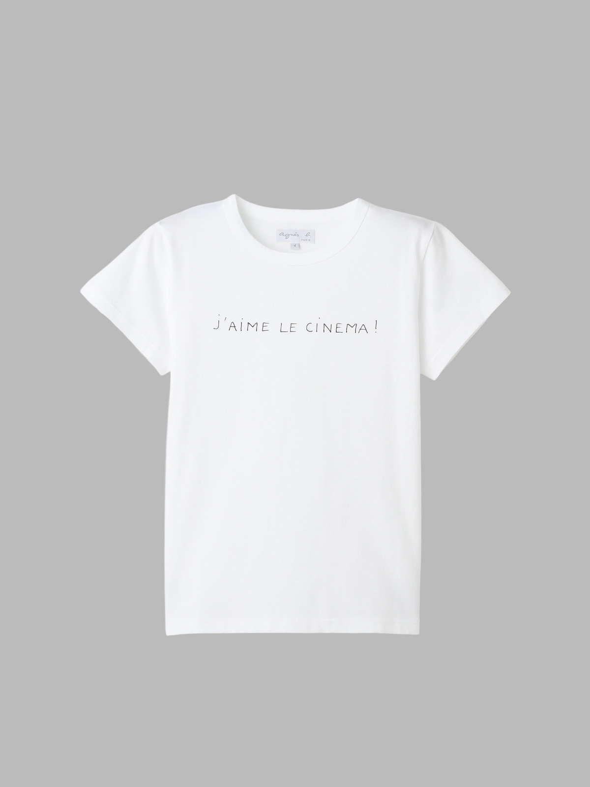 FEMME ウィメンズ メッセージ プリント コットン 半袖 Tシャツ "J'aime le cinema!" ホワイト