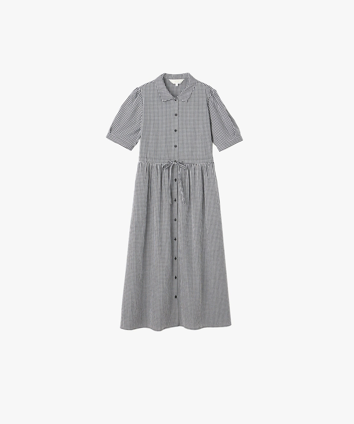 To b. by agnès b. ギンガムチェック コットン 半袖 ワンピース ホワイト×ブラック