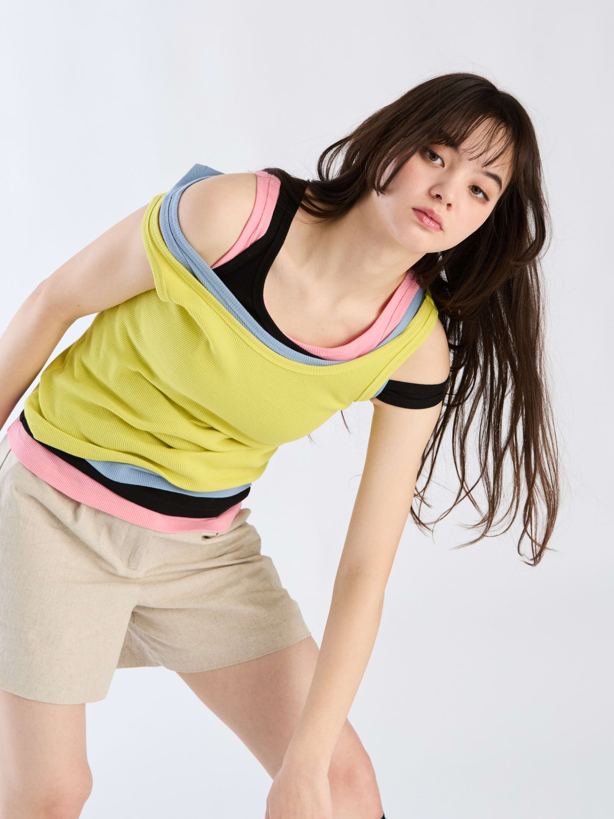 To b. by agnès b. 【Outlet】リブタンクトップ ブルー