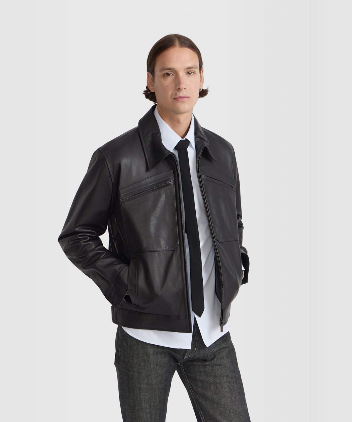 HOMME メンズ メンズ コットン 長袖 シャツ "Tom" ブルー