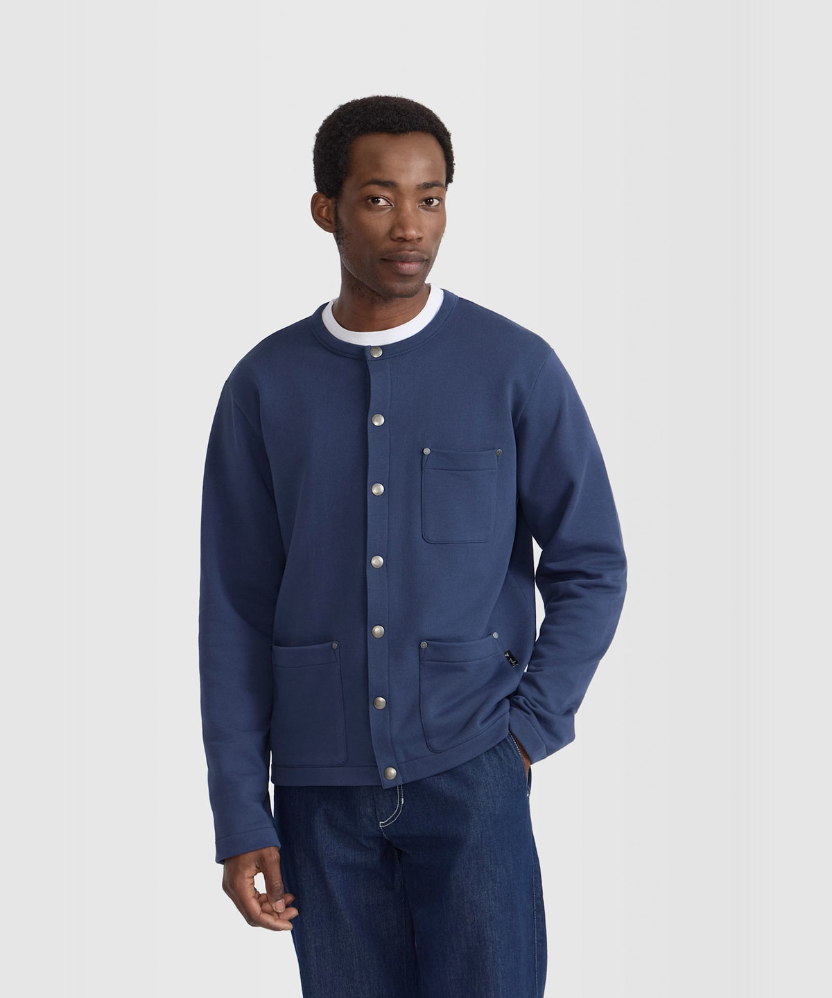 HOMME メンズ メンズ コットン メルトン 長袖 カーディガンプレッション "Khelian" ブルー系その他