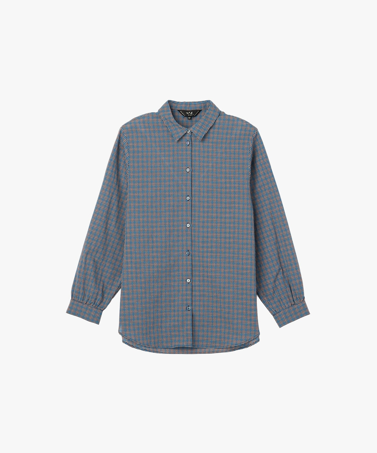 To b. by agnès b. ドビー ミニチェック コットン シャツ ネイビー
