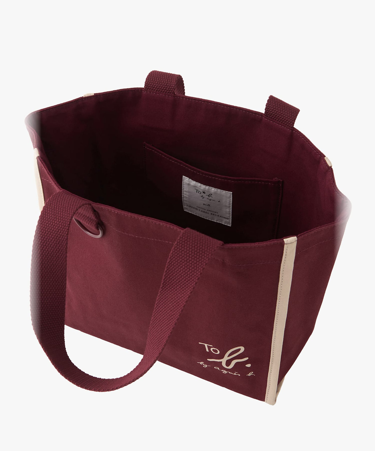 To b. by agnès b. To b. by agnes b.× green label relaxing コットン パイピング ミニトートバッグ ボルドー
