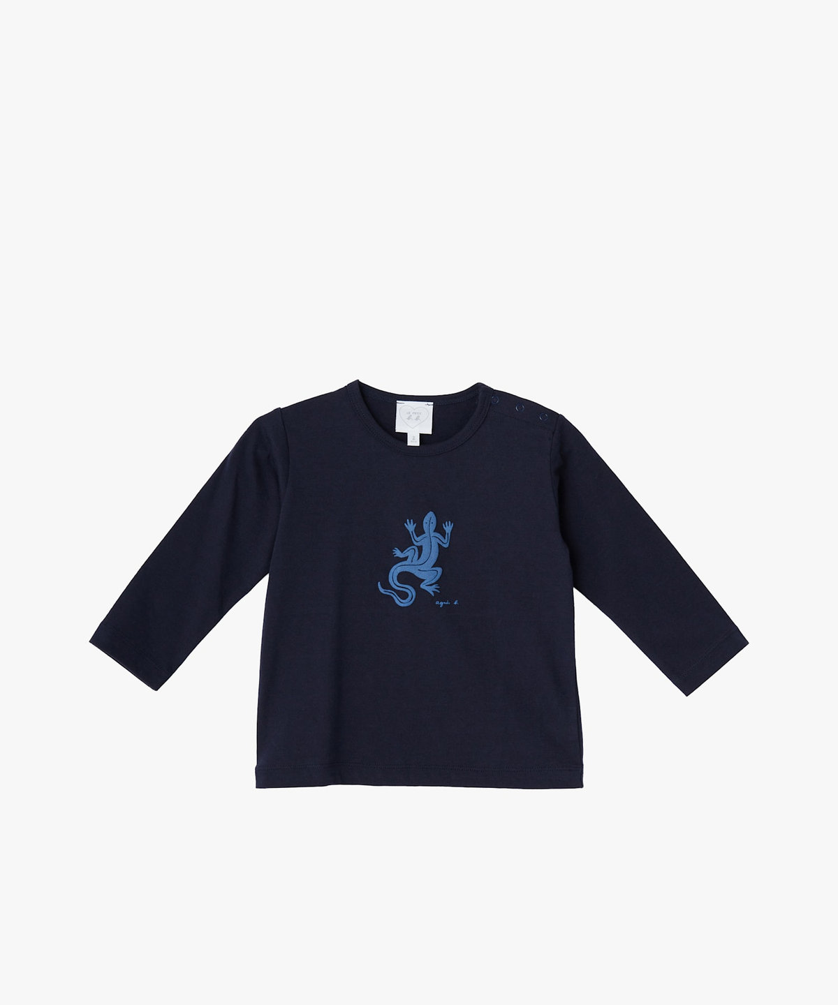 ENFANT ベビー ベビー ロゴ アイコニック プリント コットン 長袖 Tシャツ "Lezard" ブルー系その他