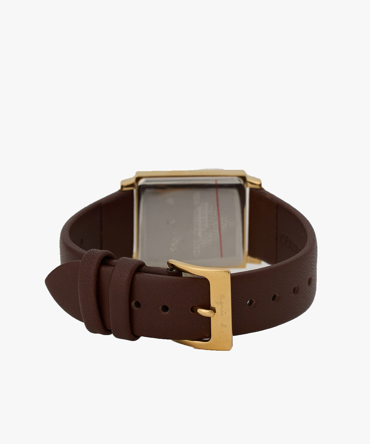 FEMME ウィメンズ ブラウン レザー スクエア ウォッチ "Marcello" ダークブラウン