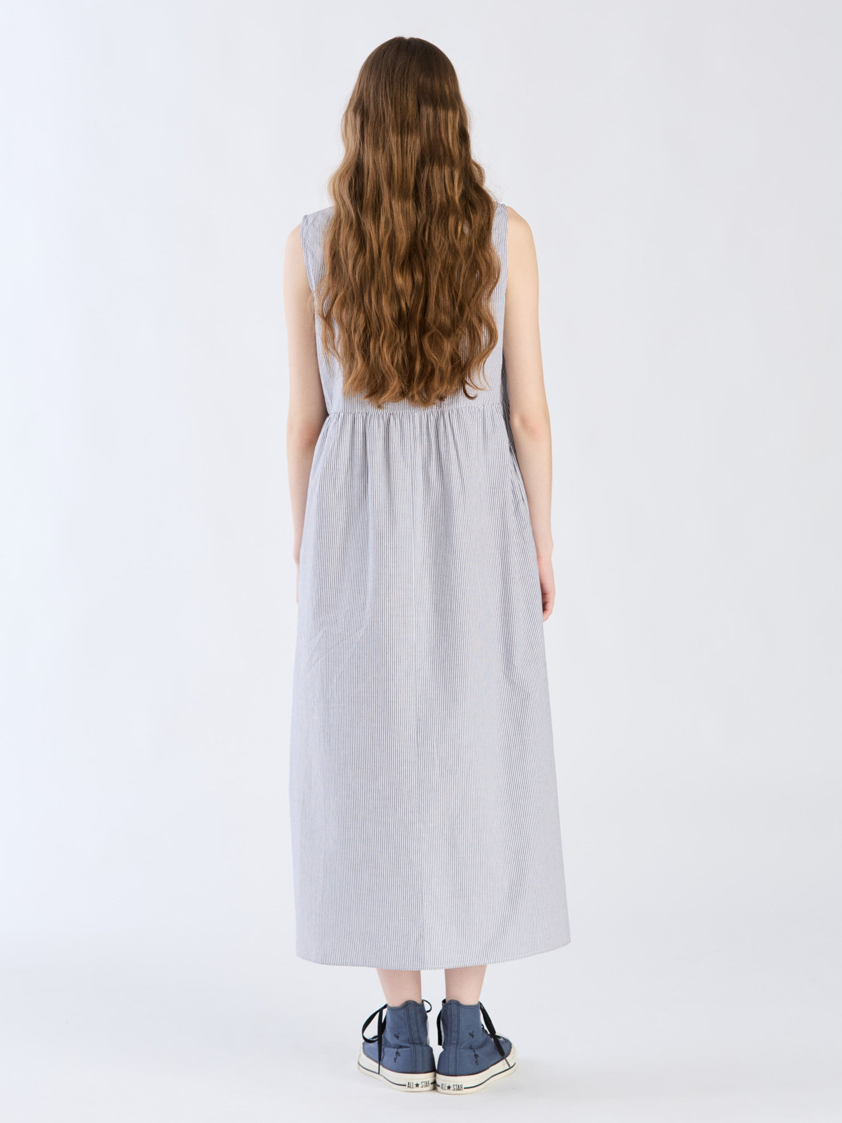 To b. by agnès b. 【Outlet】ストライプブイネックドレス ネイビー