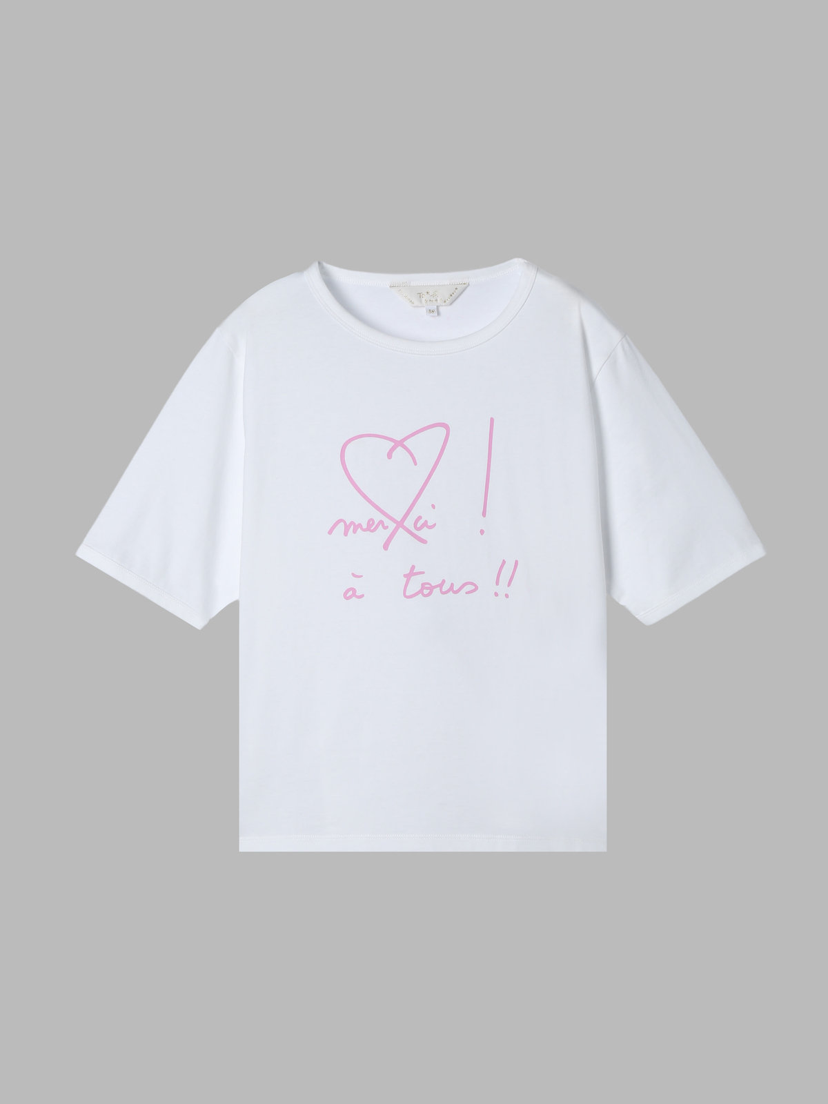 To b. by agnès b. 【Outlet】メッセージ プリント コットン 半袖 Tシャツ "merci ! a tous!!" ベージュ系その他