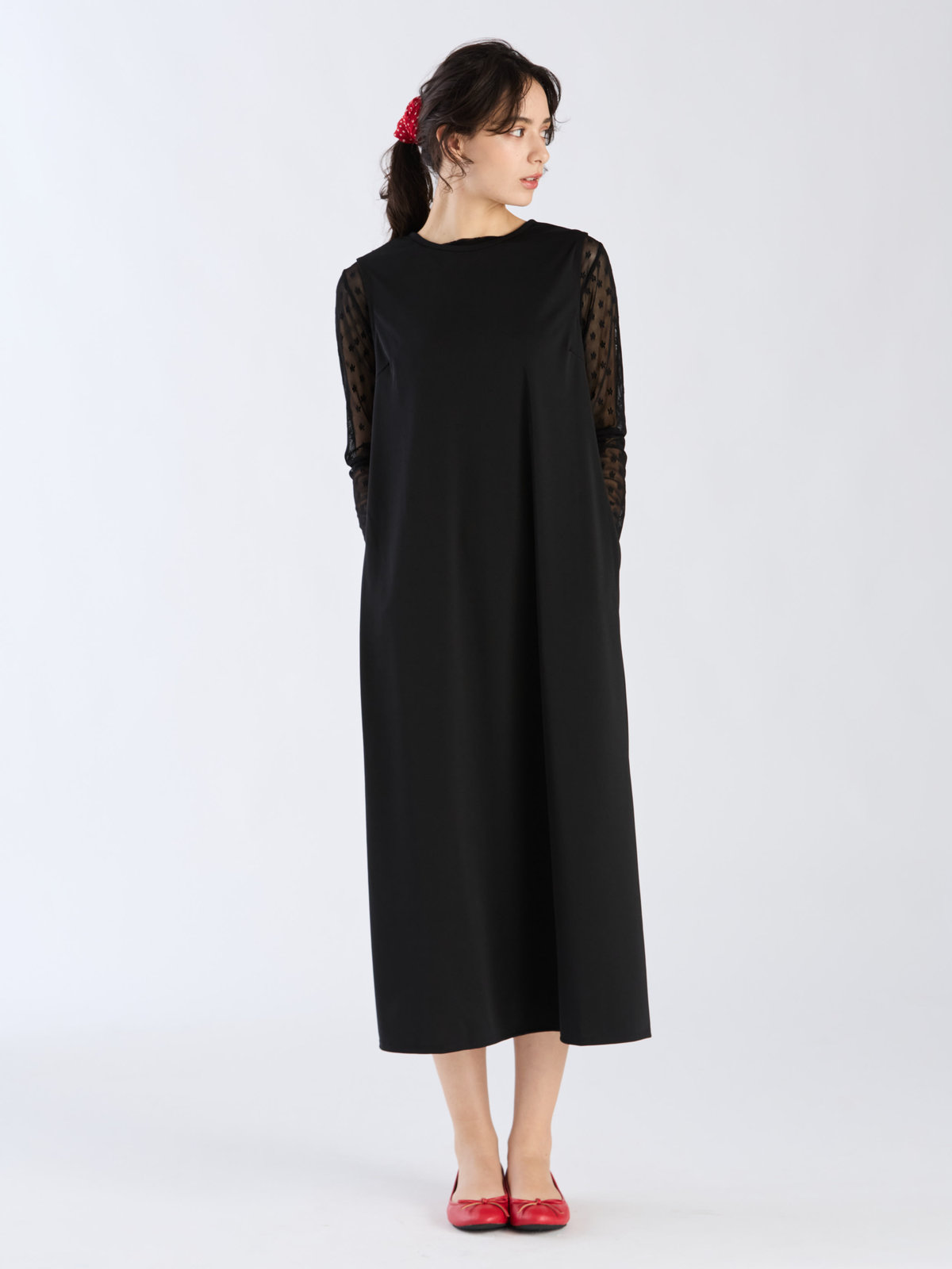 To b. by agnès b. 【Outlet】バックリボンジャージードレス ブラック