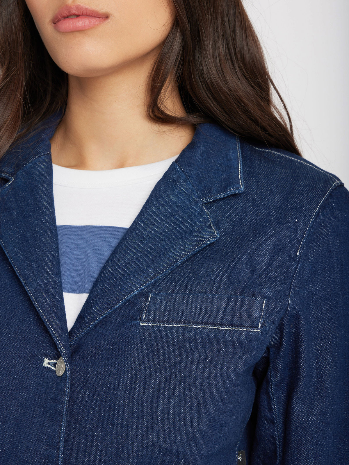 FEMME ウィメンズ デニム 長袖 シングルブレストジャケット ネイビー