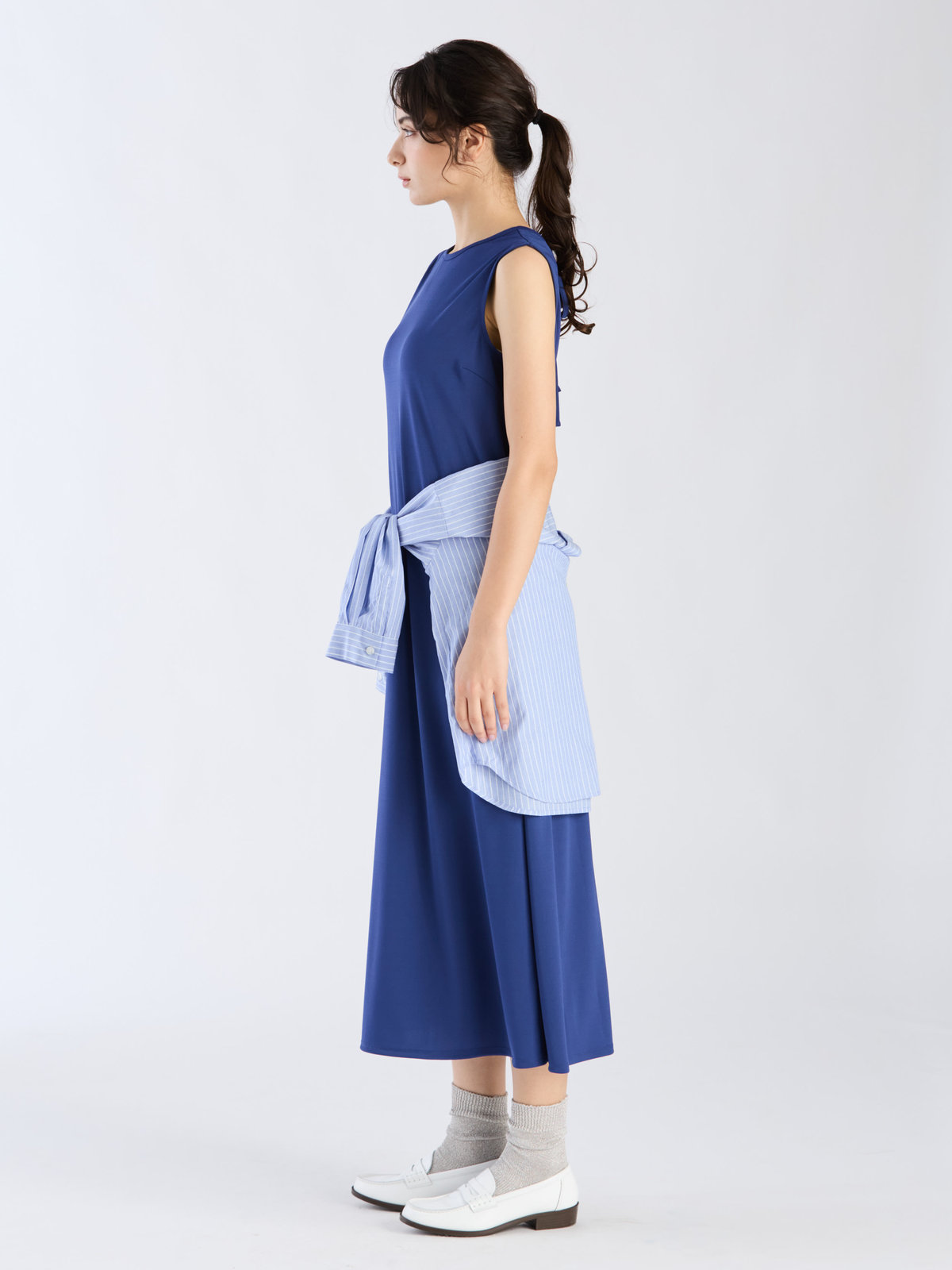 To b. by agnès b. 【Outlet】バックリボンジャージードレス ブルー