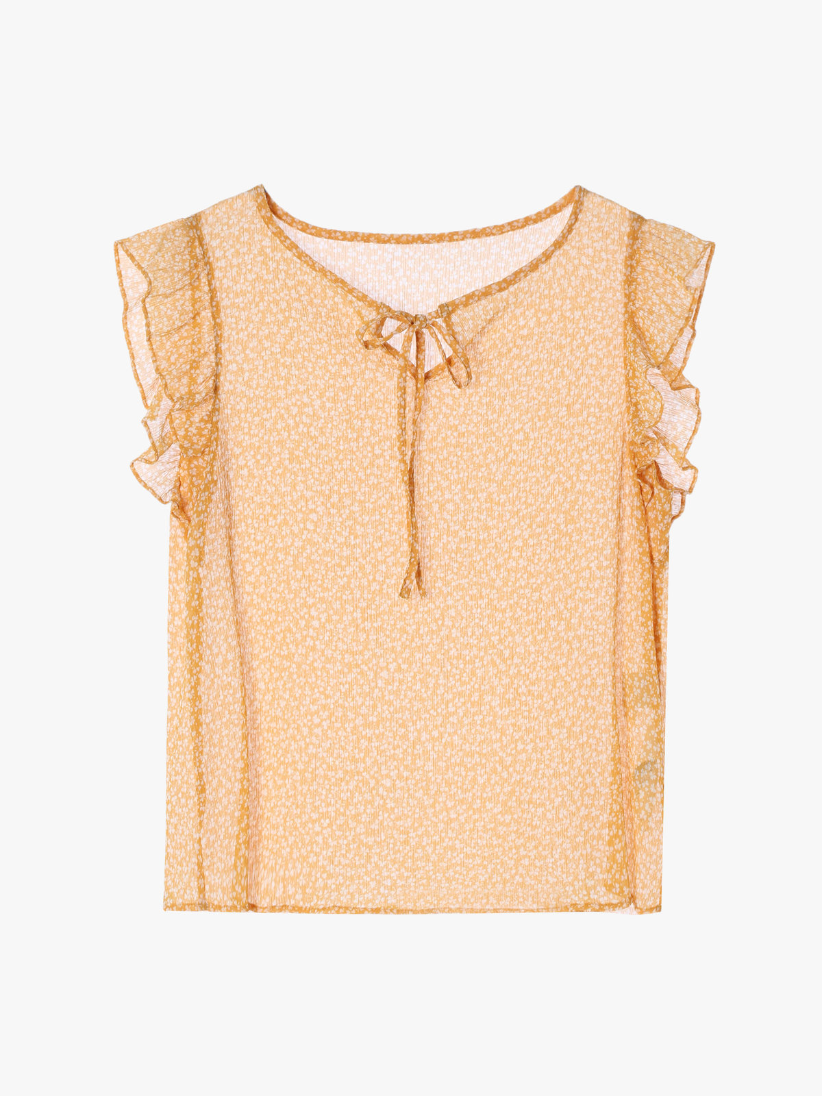 To b. by agnès b. 【Outlet】クローバープリントフリルブラウス イエロー