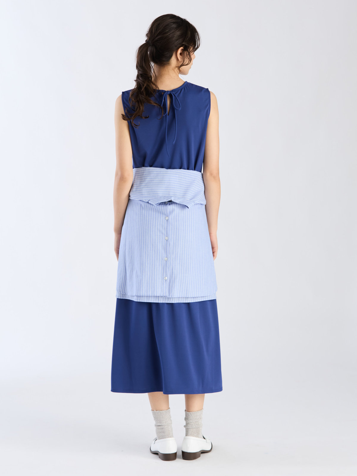 To b. by agnès b. 【Outlet】バックリボンジャージードレス ブルー