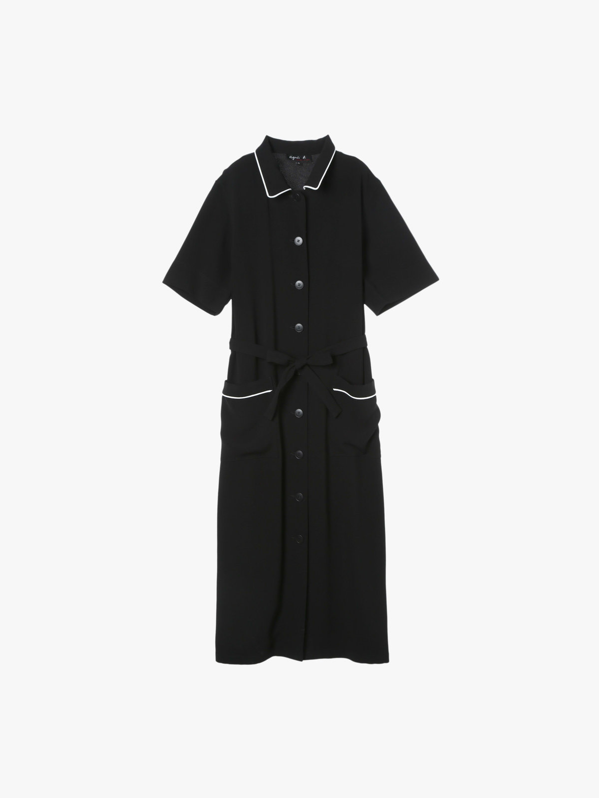 FEMME ウィメンズ ブラック トリアセテート クレープ 半袖 ワンピース ”New Barbe” ブラック