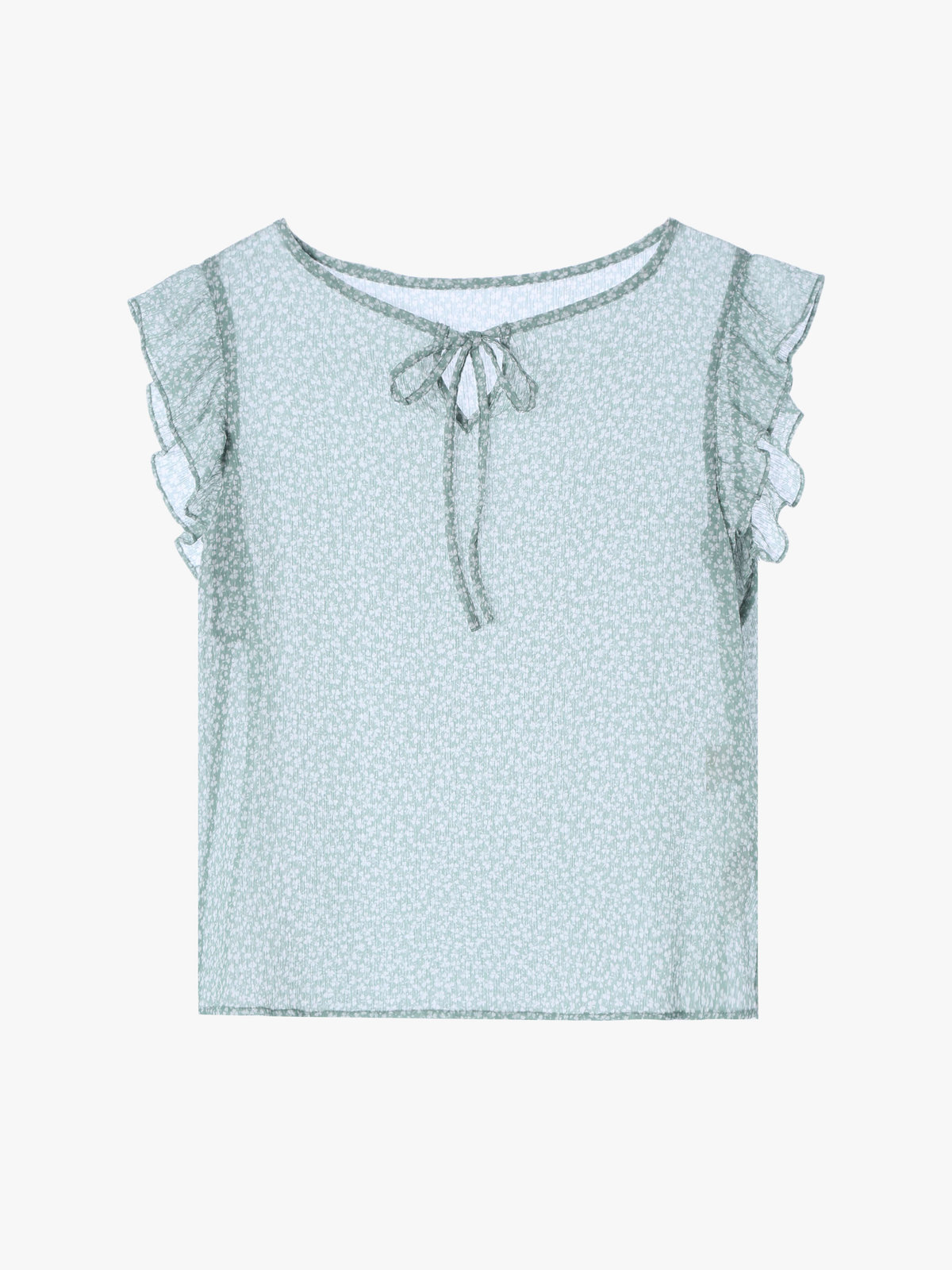 To b. by agnès b. 【Outlet】クローバープリントフリルブラウス グリーン系その他