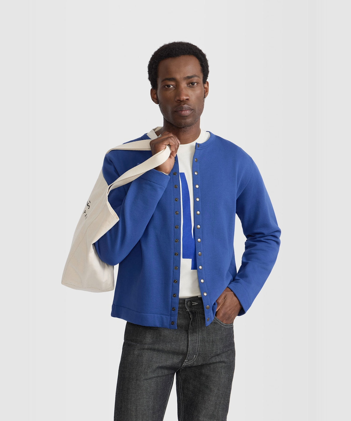 HOMME メンズ メンズ プリント コットン 半袖 Tシャツ "Bertrand Loube" ホワイト