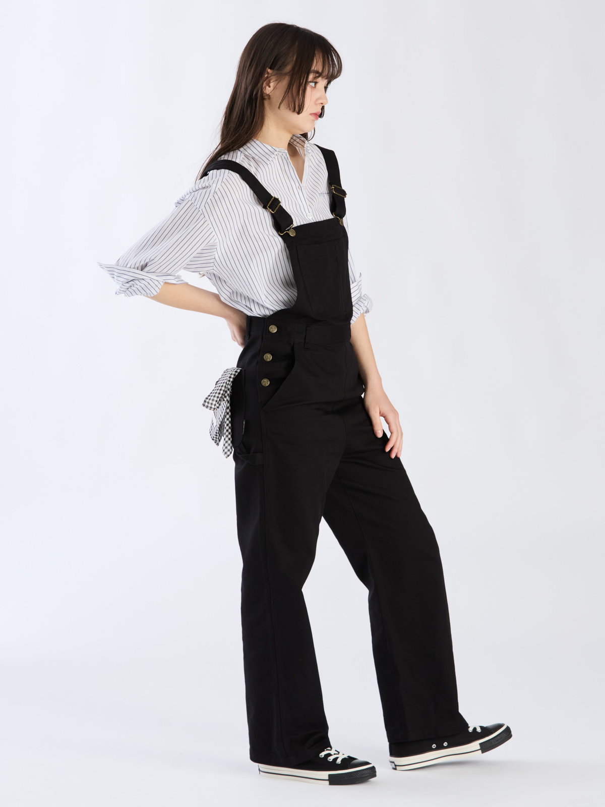 To b. by agnès b. コットンツイル オーバーオール ブラック