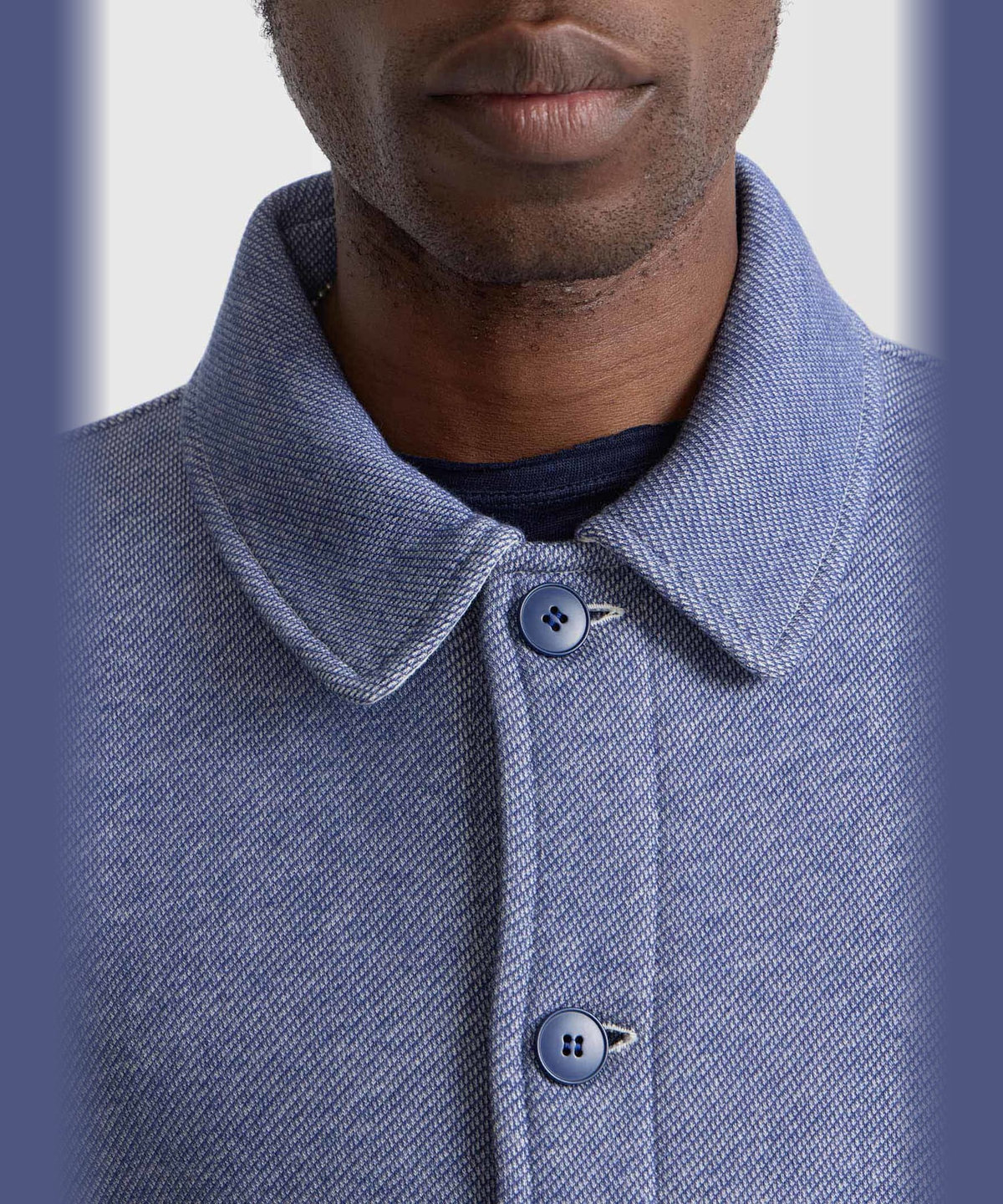 HOMME メンズ メンズ コットン 長袖 ジャケット "Mandarin" ブルー系その他