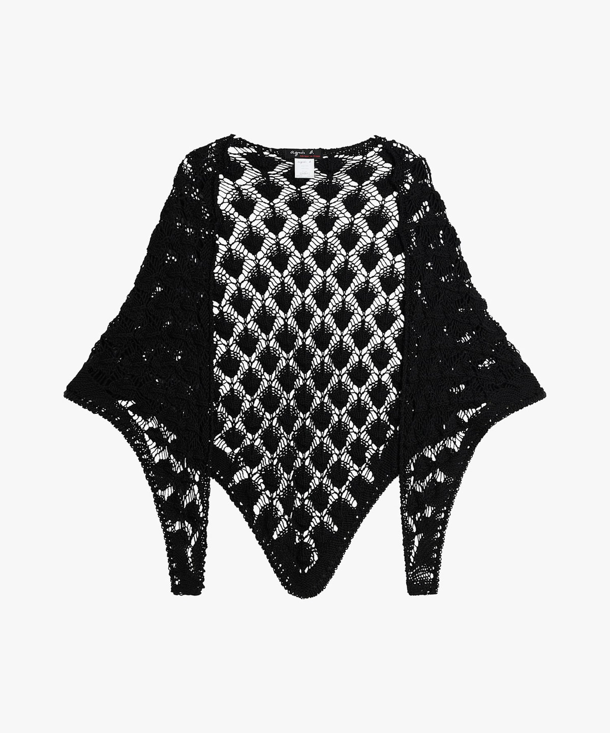 FEMME ウィメンズ かぎ編み コットン トライアングル スカーフ "Marjolaine" ブラック