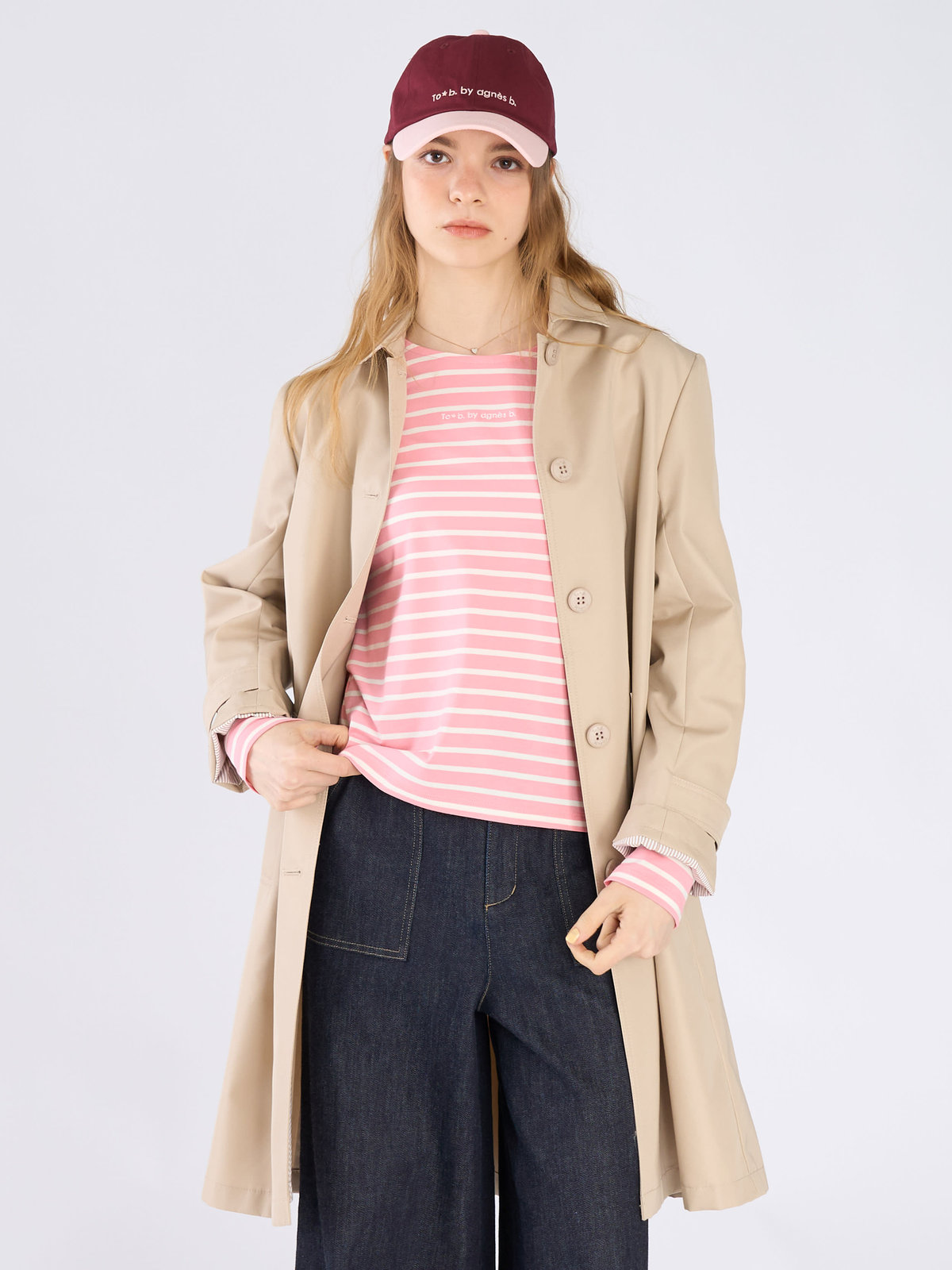 To b. by agnès b. ツイル Aライン コート "Pimilico" オフホワイト