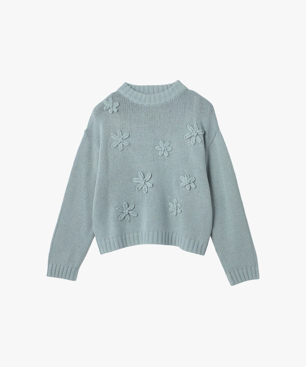 To b. by agnès b. フラワーモチーフ ニットプルオーバー ブルー