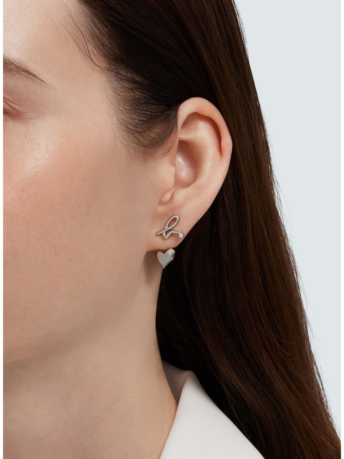 FEMME ウィメンズ 2way ハート ピアス ”Carving of love” シルバー