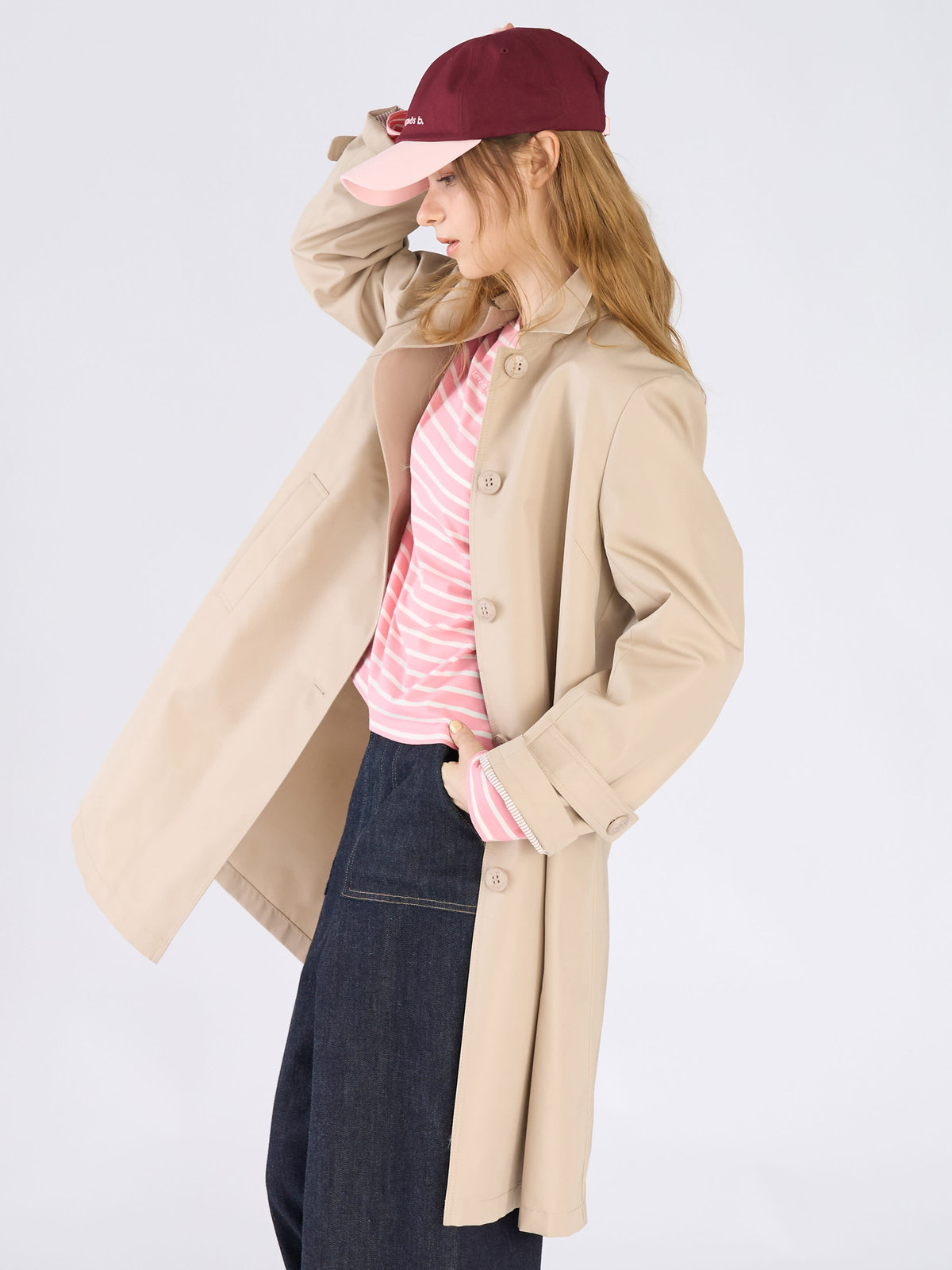 To b. by agnès b. ツイル Aライン コート "Pimilico" オフホワイト