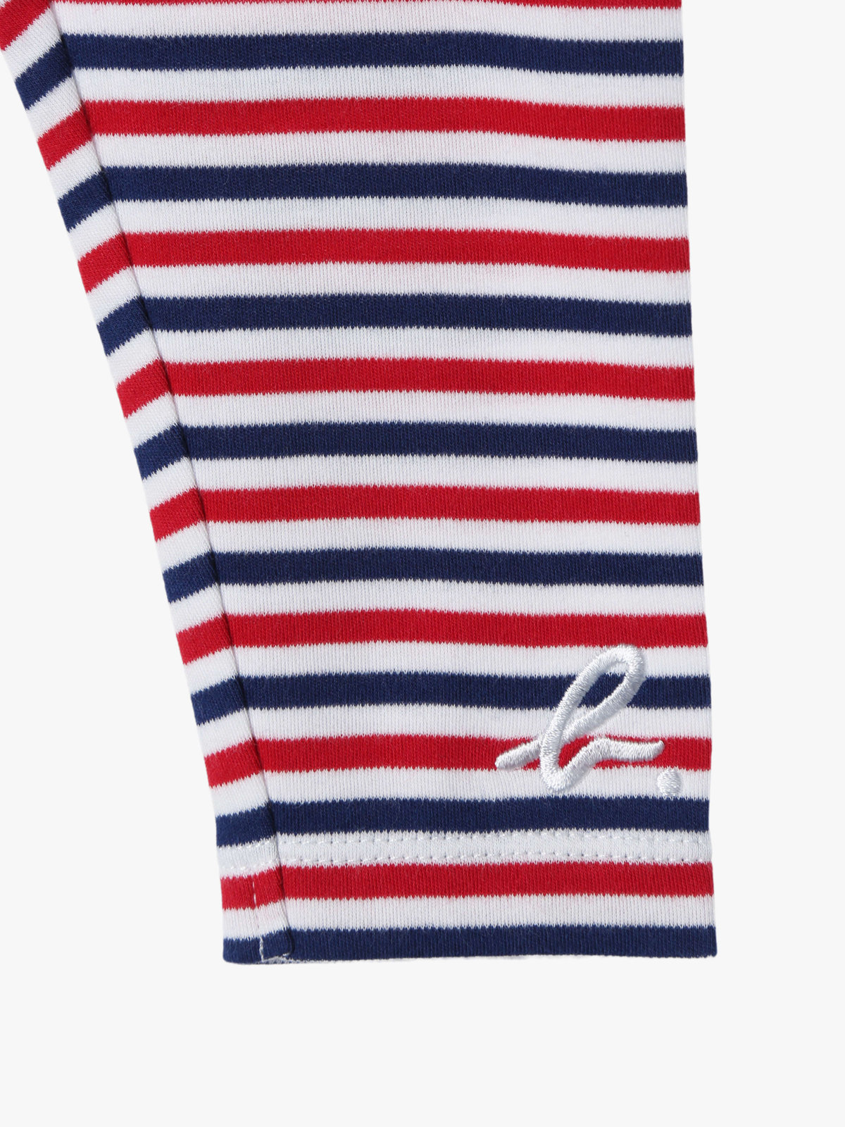 ENFANT ベビー ベビー "b."ロゴ 刺繍 トリコロールボーダー コットン フルレングス レギンス "Jerico" ネイビー