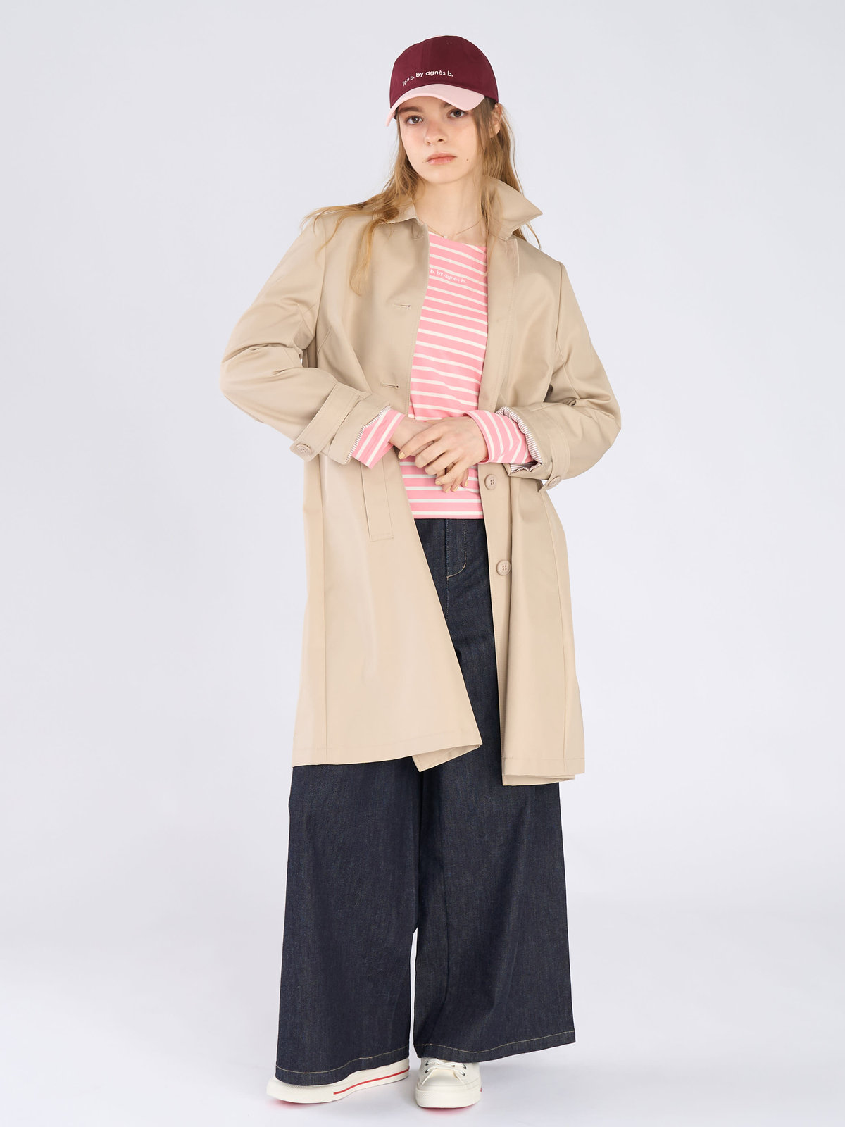 To b. by agnès b. ツイル Aライン コート "Pimilico" オフホワイト