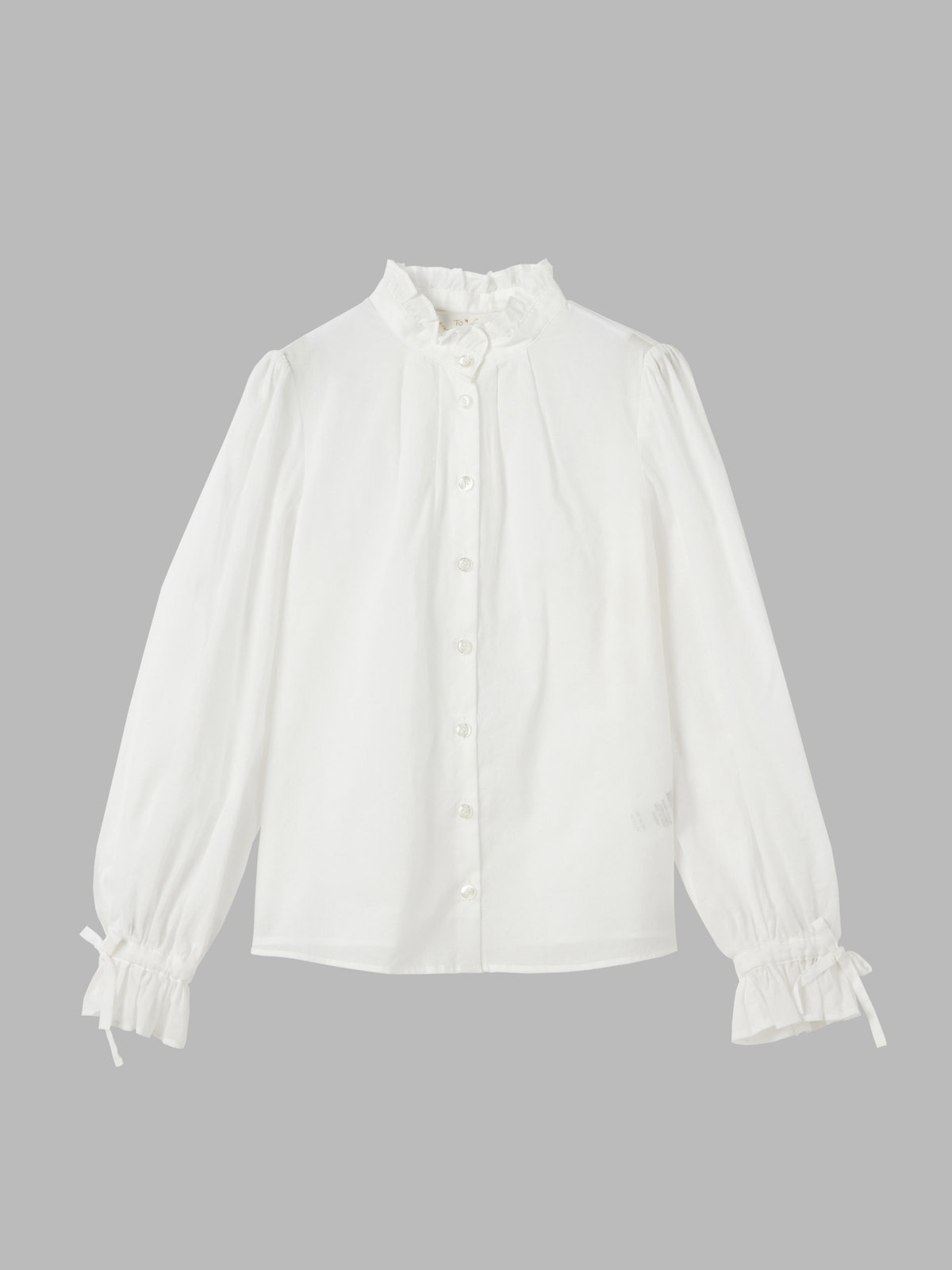 To b. by agnès b. コットンローン ロング ブラウス ホワイト