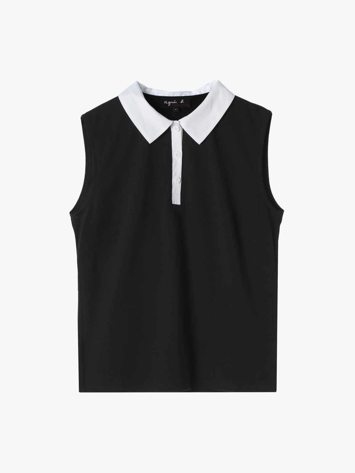 FEMME ウィメンズ コットン バイカラー ノースリーブ ポロシャツ "Thais" ブラック