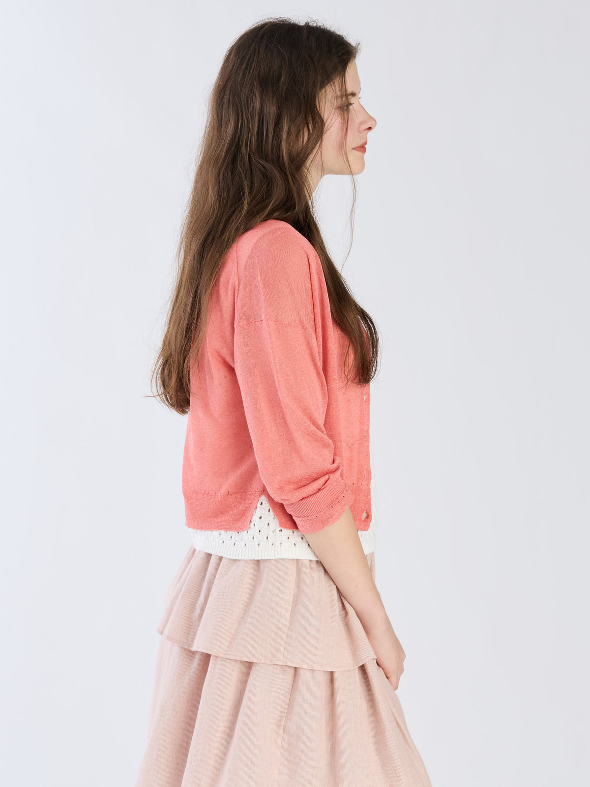 To b. by agnès b. シアーニット カーディガン ピンク