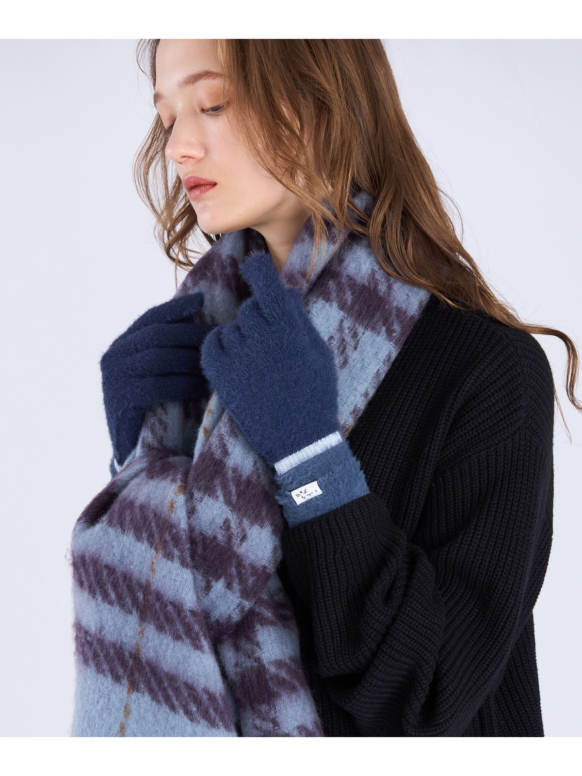 To b. by agnès b. 【Outlet】バイカラー ニット グローブ ネイビー