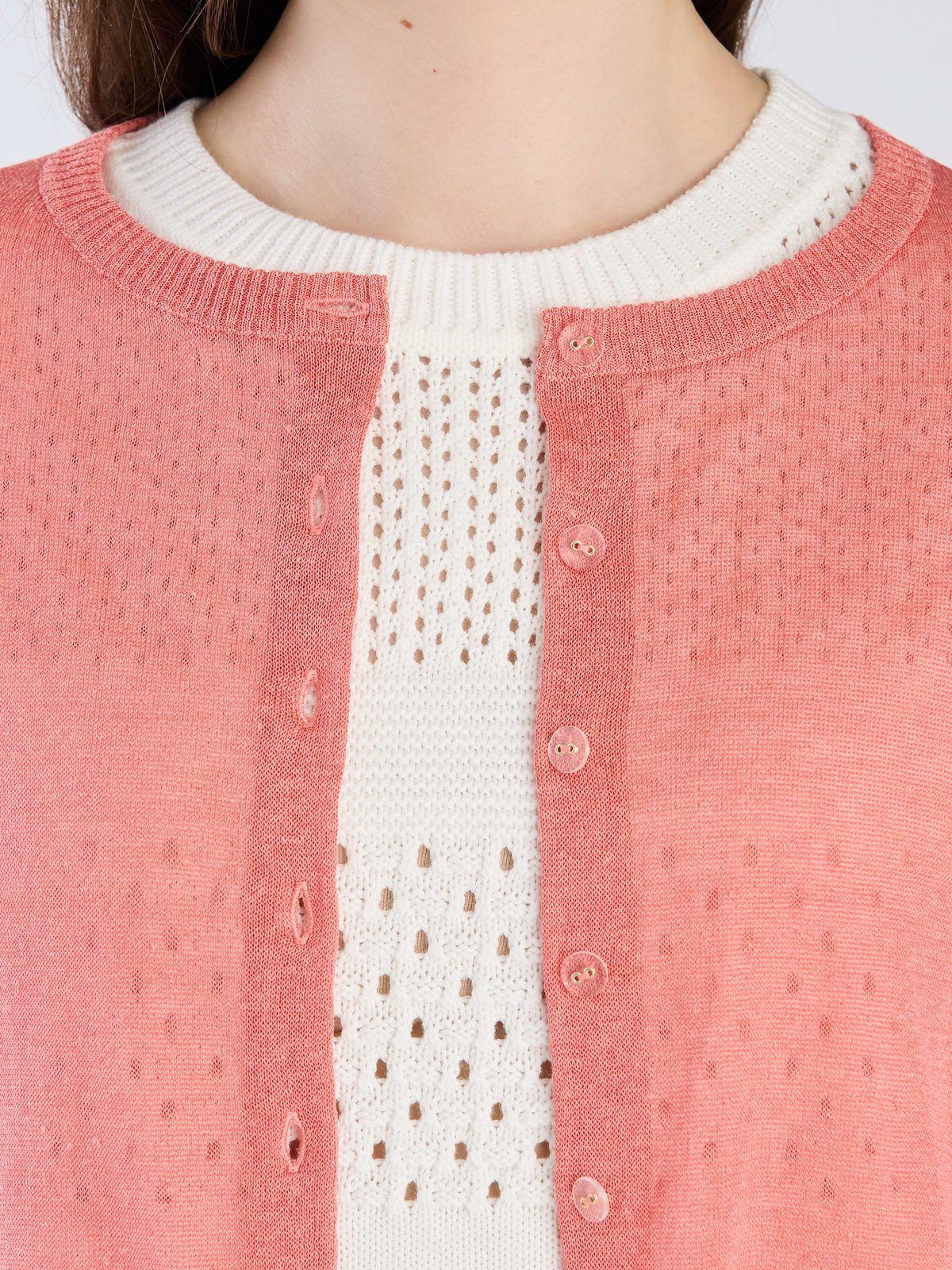 To b. by agnès b. シアーニット カーディガン ピンク