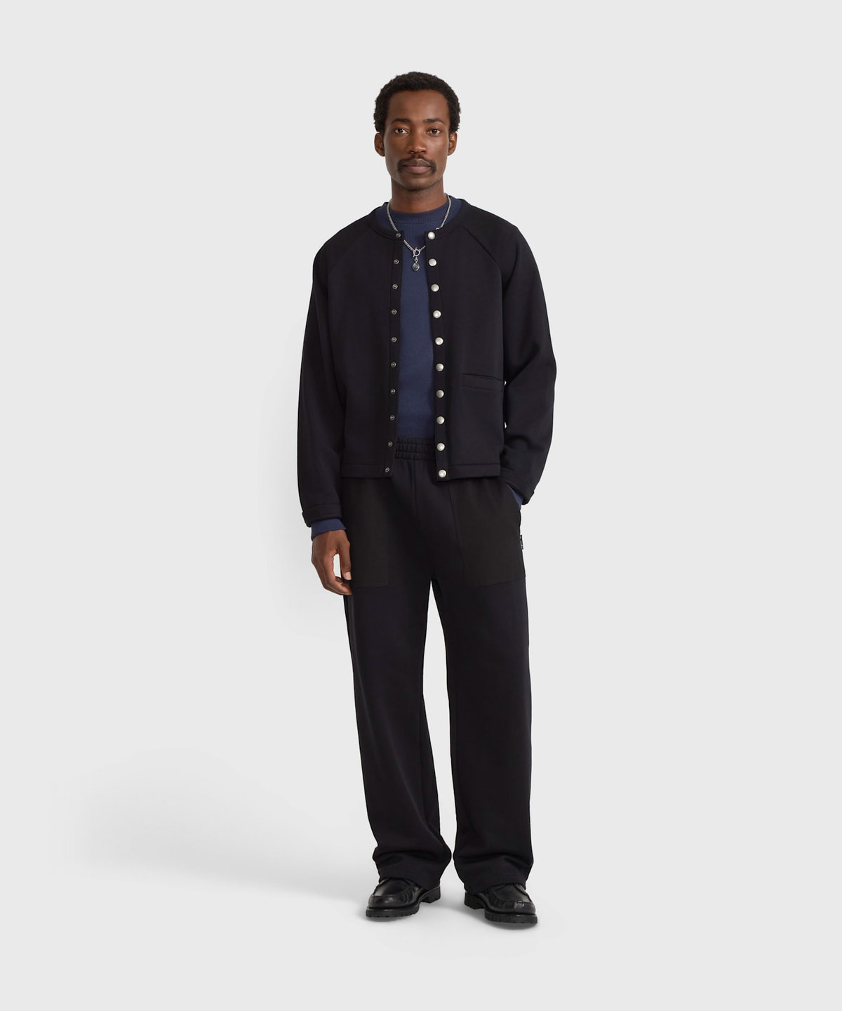 HOMME メンズ メンズ コットン スナップボタン パンツ "Leto" ブラック