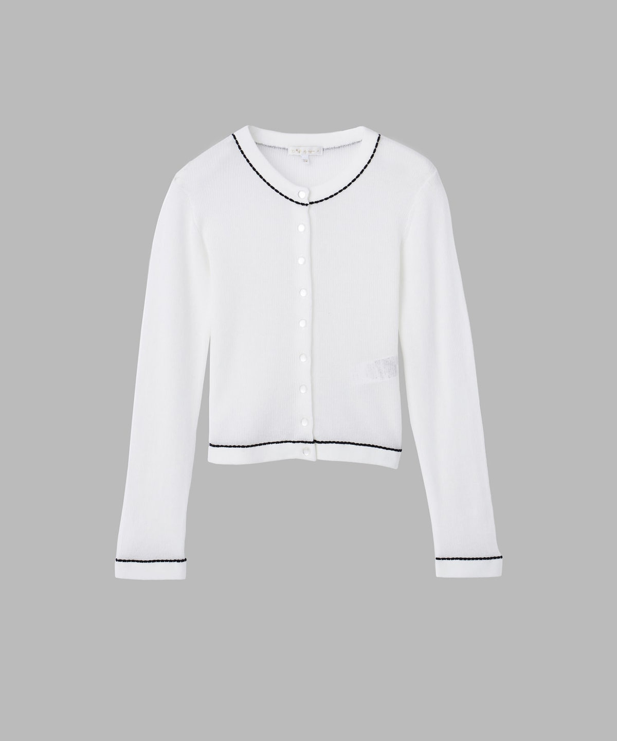 To b. by agnès b. シアー リブ 長袖 ニット カーディガン ホワイト