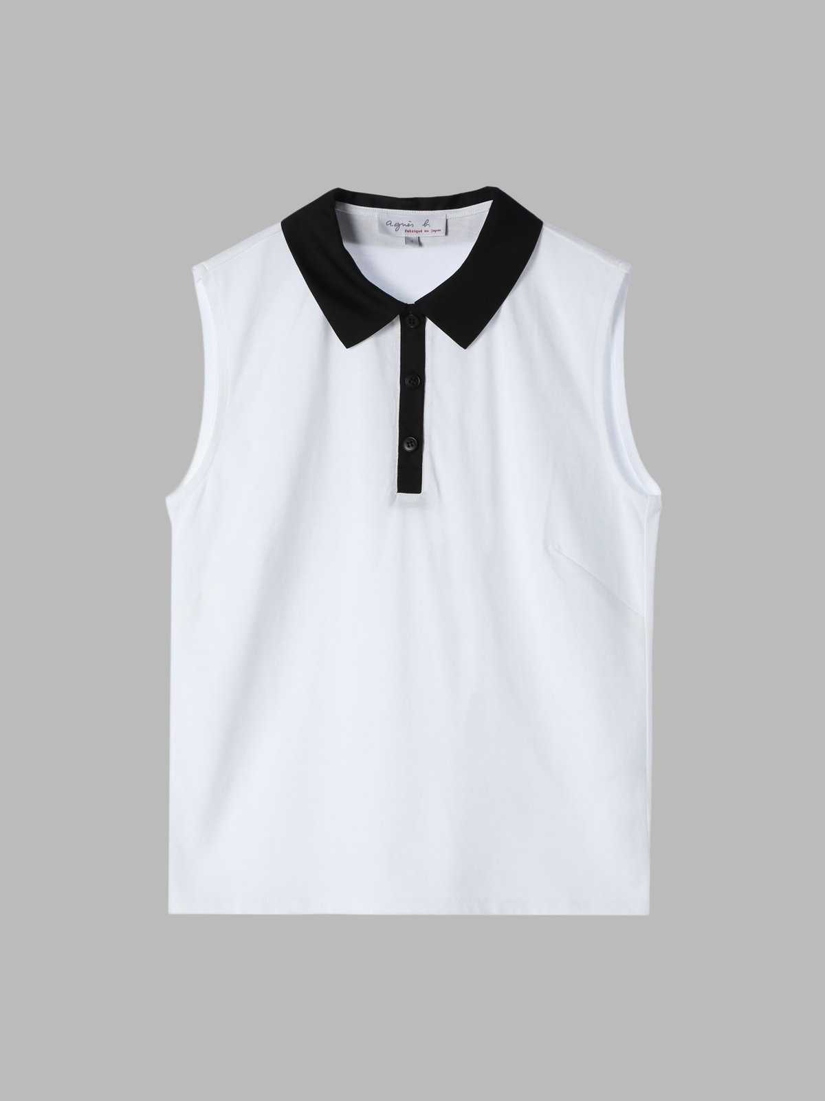 FEMME ウィメンズ コットン バイカラー ノースリーブ ポロシャツ "Thais" ホワイト