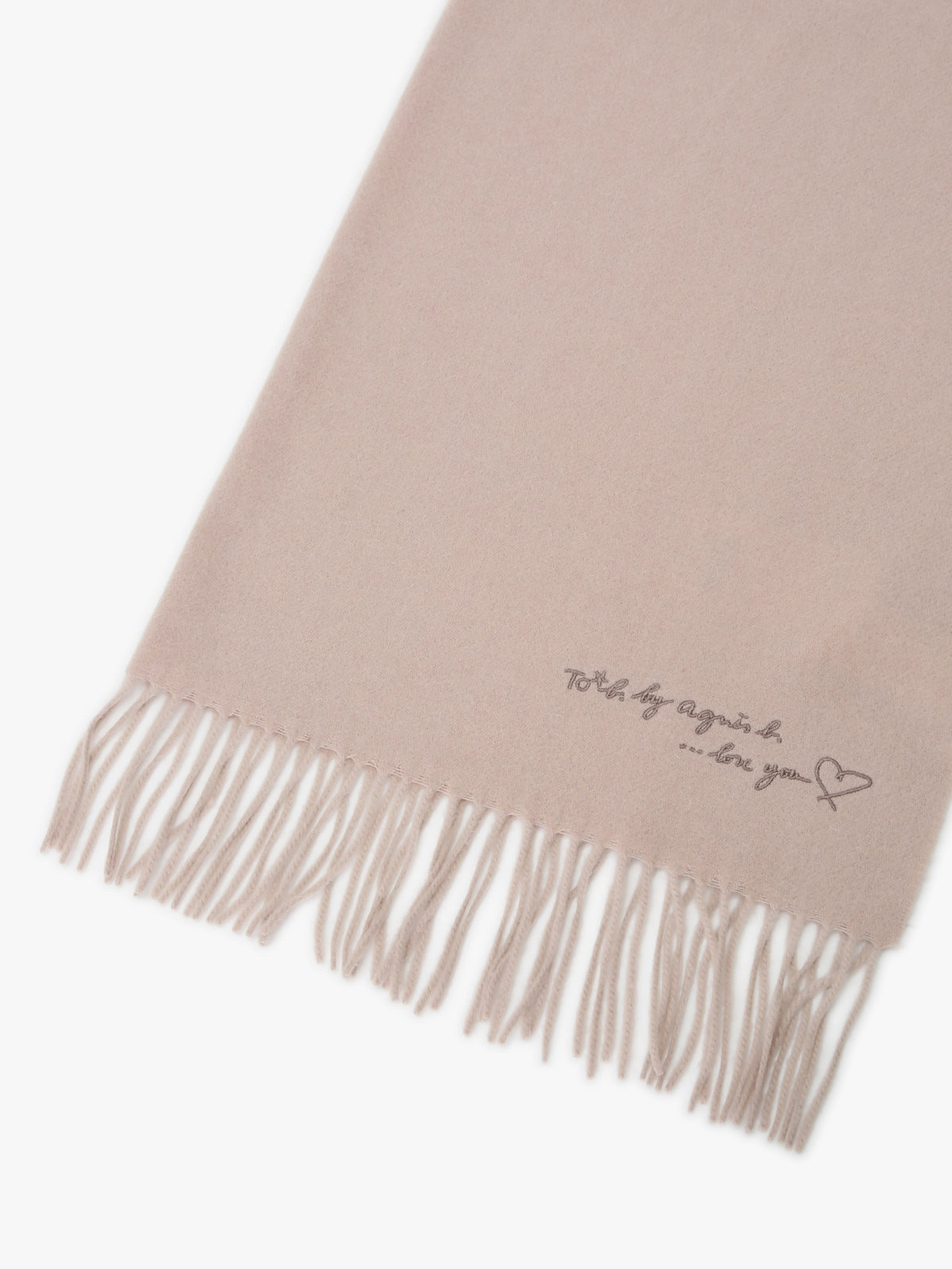 To b. by agnès b. ロゴ刺繍 ウール カシミア マフラー ホワイト系その他