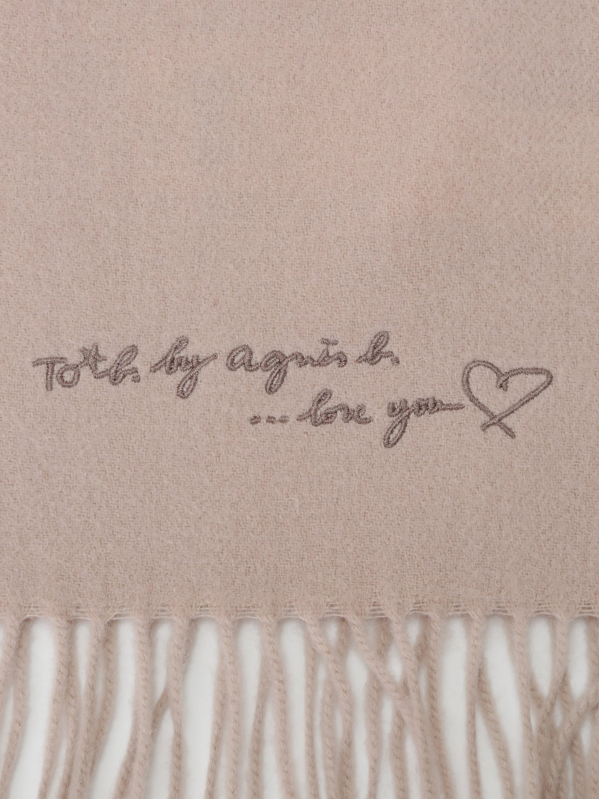 To b. by agnès b. ロゴ刺繍 ウール カシミア マフラー ホワイト系その他
