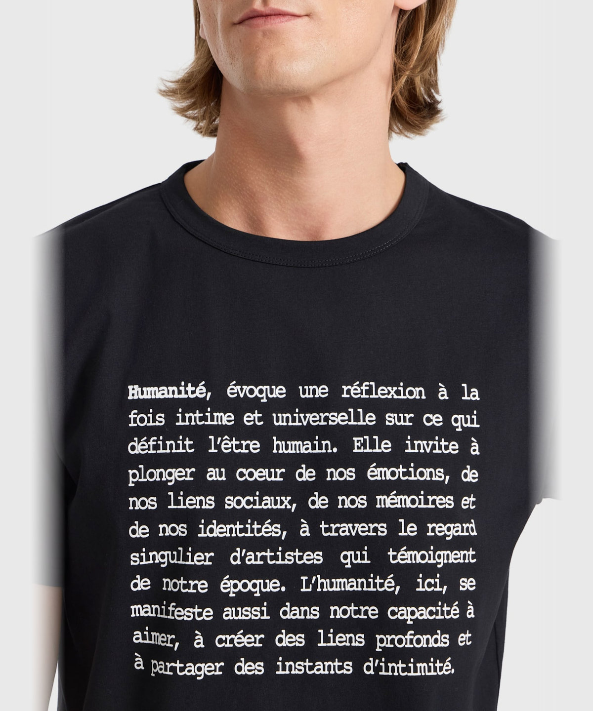 HOMME メンズ メンズ メッセージ プリント オーガニックコットン 半袖 Tシャツ "Brando" ブラック