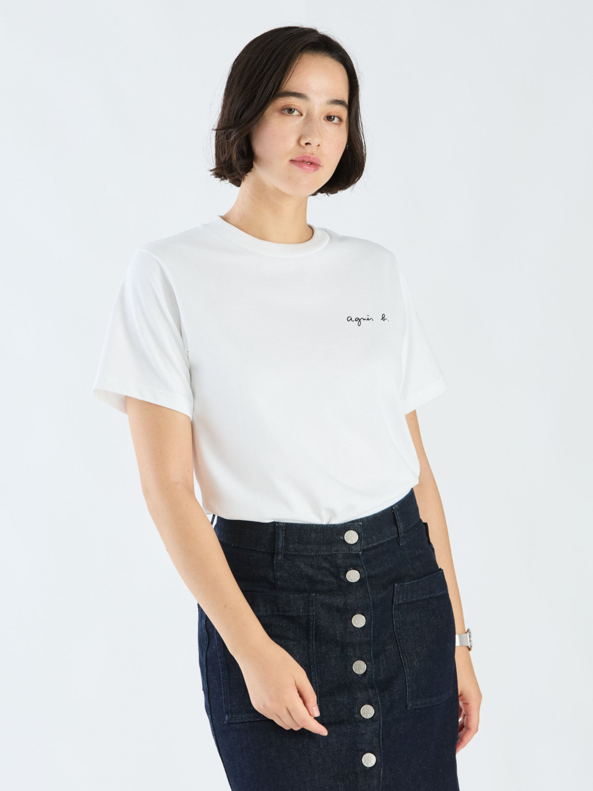 FEMME ウィメンズ ミニロゴ コットン 半袖 Tシャツ "Christof" ホワイト