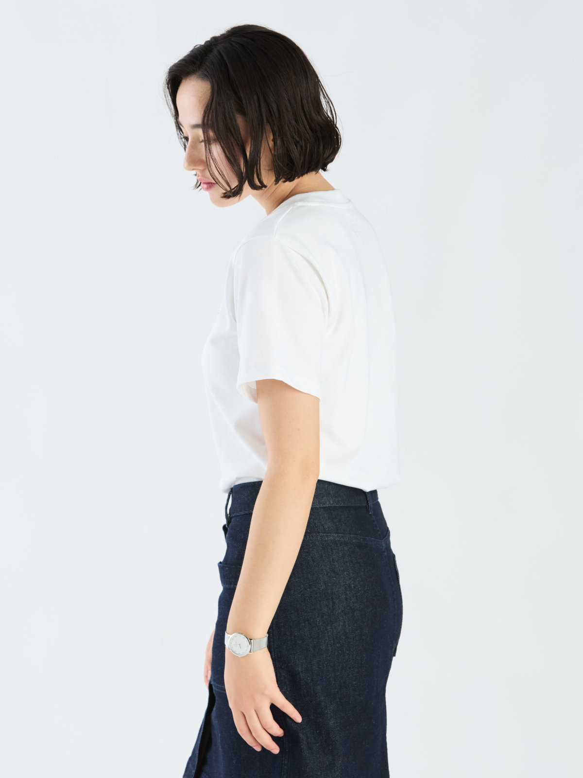 FEMME ウィメンズ ミニロゴ コットン 半袖 Tシャツ "Christof" ホワイト